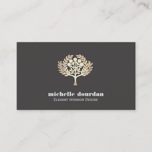 Elegant Interior Design Faux Gold Leaf Tree Business Card
