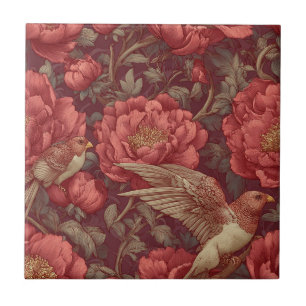 Elegant Interior Design Peonies Ceramic Tiles