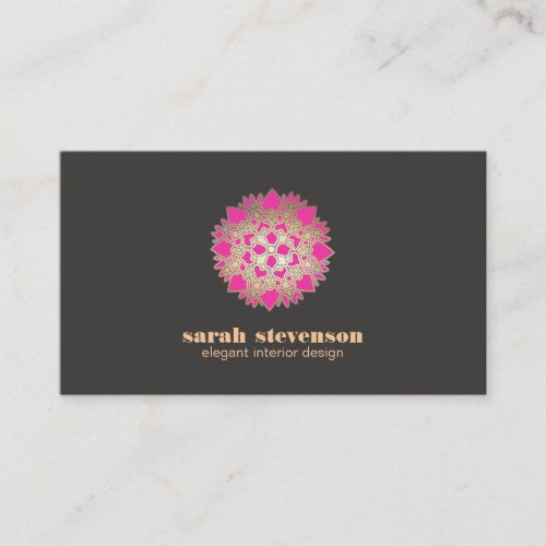 Elegant Interior Design Pink Lotus Business Card