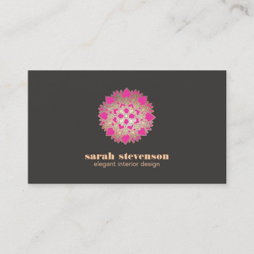 Customizable Elegant Interior Design Pink Lotus Business Card