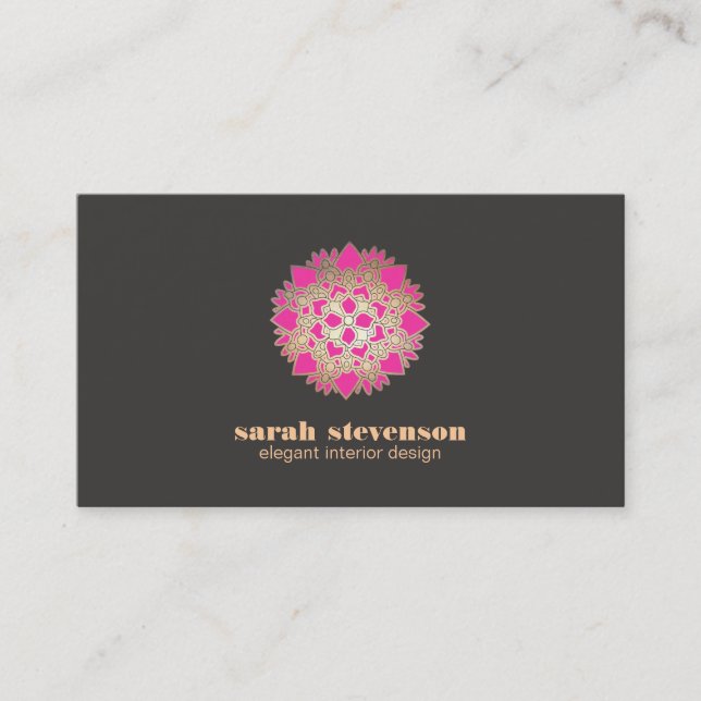 Elegant Interior Design Pink Lotus Business Card (Front)
