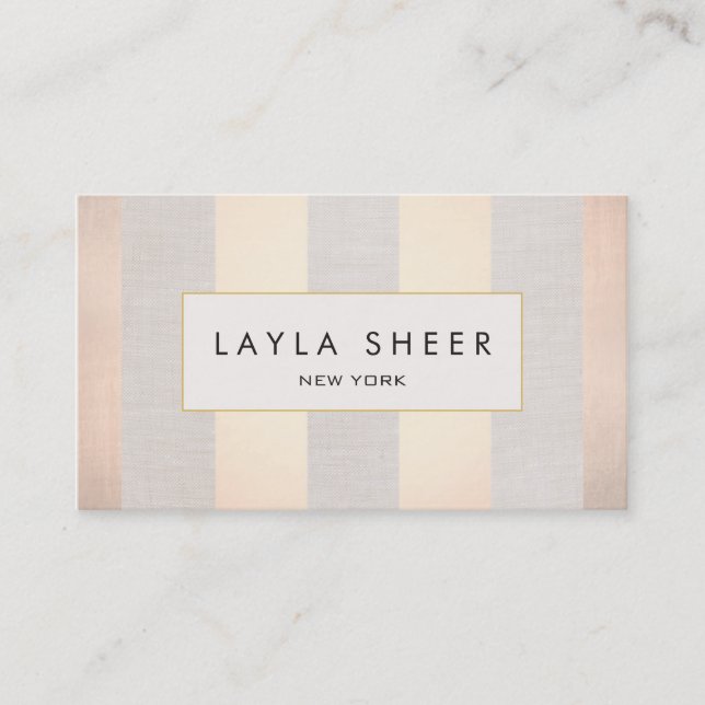 Elegant Interior Design Rose Gold Stripes Business Card (Front)
