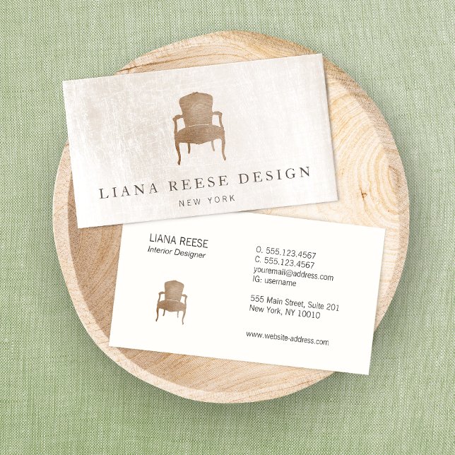 Elegant Interior Designer, French Chair Business Card (Creator Uploaded)