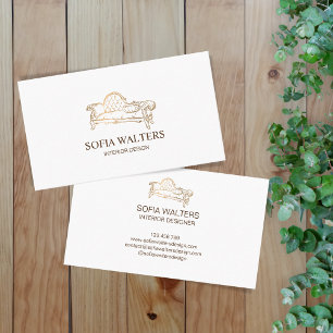 elegant interior designer home staging sofa business card