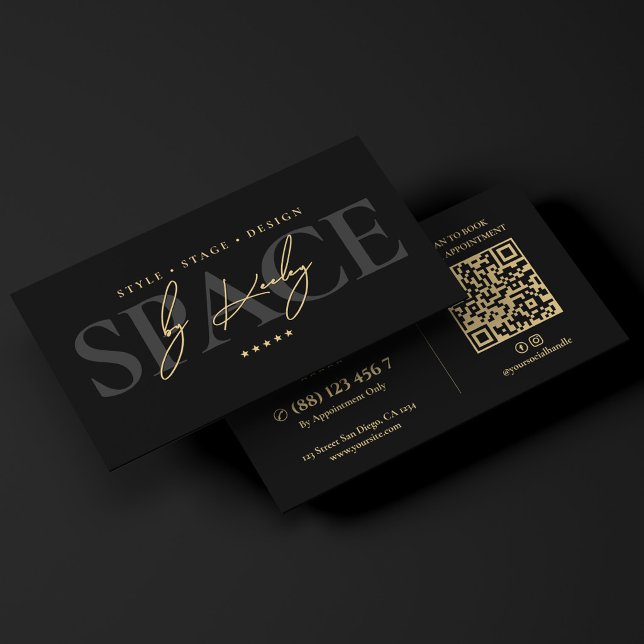 Elegant Interior Designer Space Planning Black Business Card (Elegant Interior Designer Space Planning Black Business Card
)
