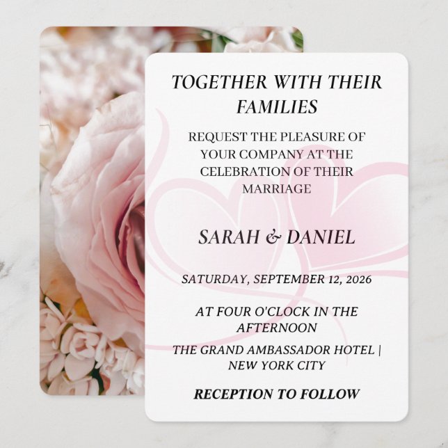 Elegant Interlocking Hearts Wedding Invitation | L (Front/Back)