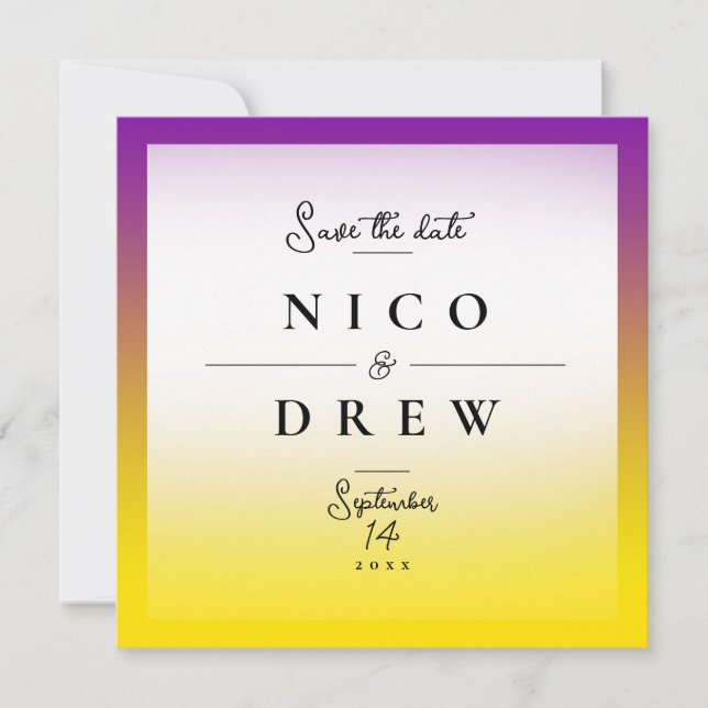 Elegant Intersex Pride Wedding  Save The Date (Front)