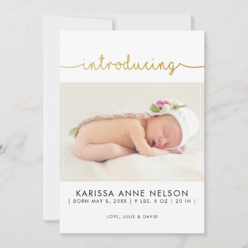 Elegant Introducing Baby Pink Polka Dots Script Announcement