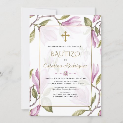 Elegant Invitacion De Bautizo Con Flores Baptism Invitation