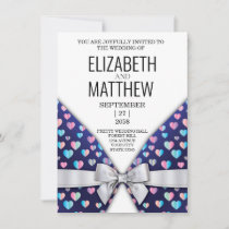 Elegant Invitation Bow and Heart Speckles