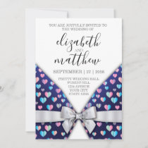 Elegant Invitation Bow and Heart Speckles