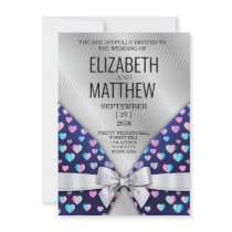Elegant Invitation Bow and Heart Speckles