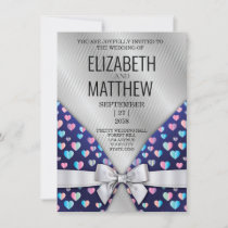 Elegant Invitation Bow and Heart Speckles