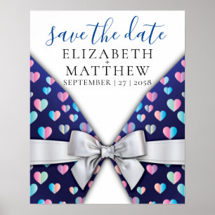 Elegant Invitation Bow and Heart Speckles Poster