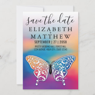 Elegant Invitation Car with Bow and Heart Speckles