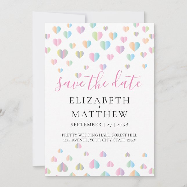 Elegant Invitation Colorful Heart Speckles Design (Front)