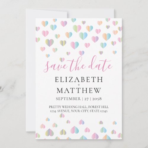 Elegant Invitation Colorful Heart Speckles Design