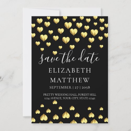 Elegant Invitation Gold Heart Speckles Design