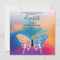 Elegant Invitation Postcard Bow and Heart Speckles