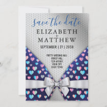 Elegant Invitation Postcard Bow and Heart Speckles