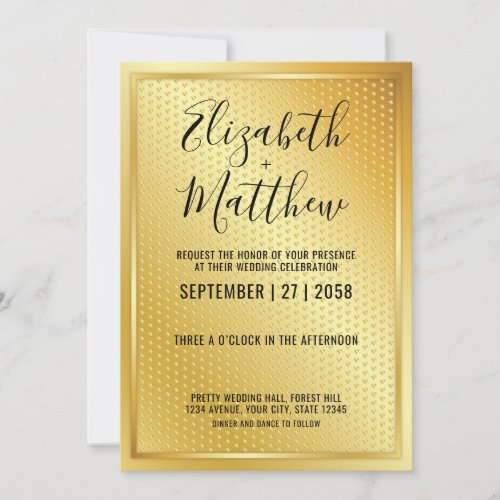 Elegant Invitation Template Gold Heart Speckles