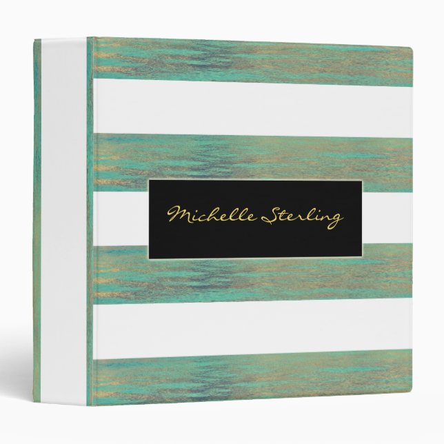 Elegant Iridescent Abalone Inspired Stripes Binder (Front/Spine)