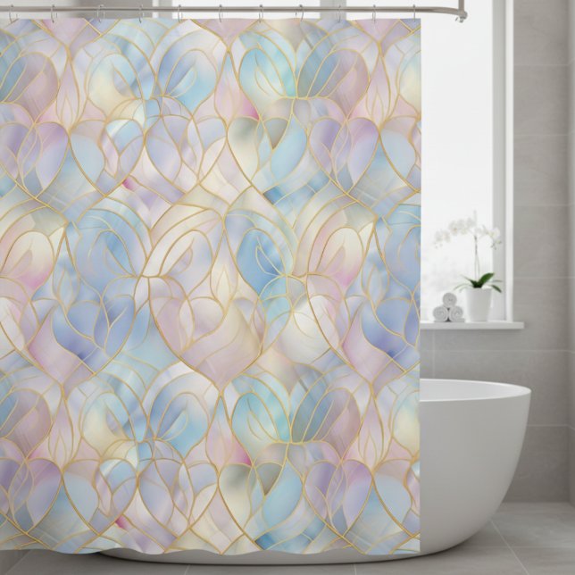 Elegant Iridescent Abstract Shower Curtain (modern abstract iridescent pastel shower curtain)