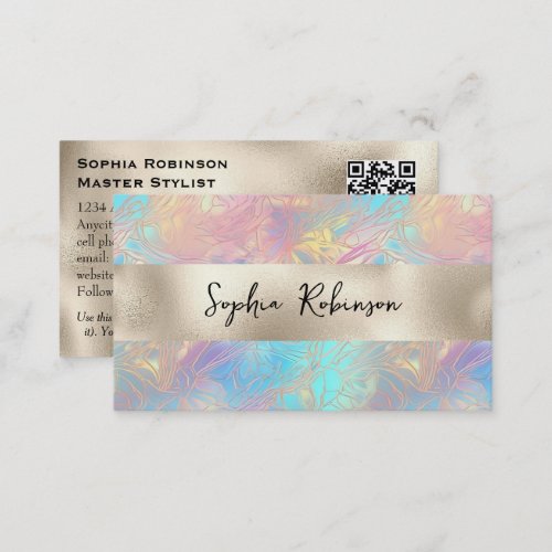 Elegant Iridescent and Pearl Foil Business Card