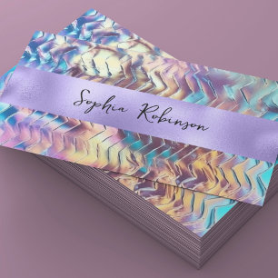 Elegant Iridescent and Purple Foil Business Card