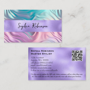 Elegant Iridescent and Purple Foil Business Card