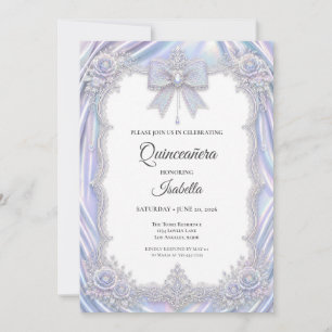 Elegant Iridescent Bow Quinceañera Invitation