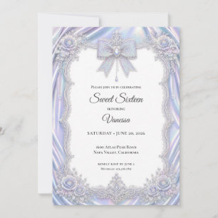 Elegant Iridescent Bow Sweet 16 Invitation