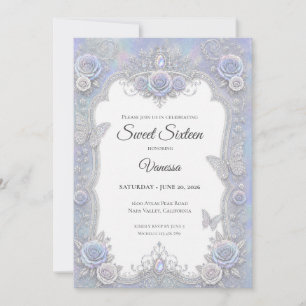 Elegant Iridescent Butterflies Sweet 16 Invitation