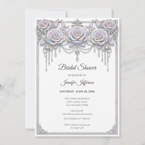 Elegant Iridescent Floral Bridal Shower Invitation
