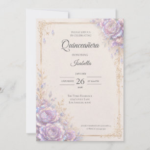 Elegant Iridescent Floral Quinceañera Invitation