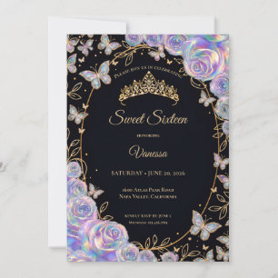 Elegant Iridescent Floral Sweet 16 Invitation