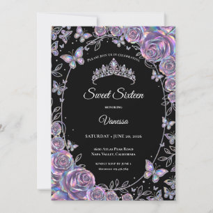 Elegant Iridescent Floral Sweet 16 Invitation