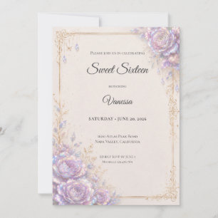 Elegant Iridescent Floral Sweet 16 Invitation