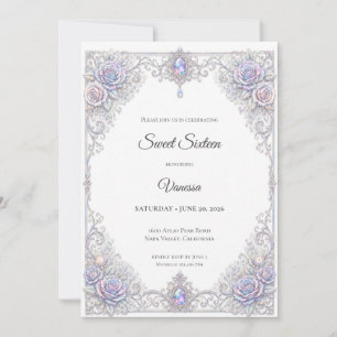 Elegant Iridescent Floral Sweet 16 Invitation