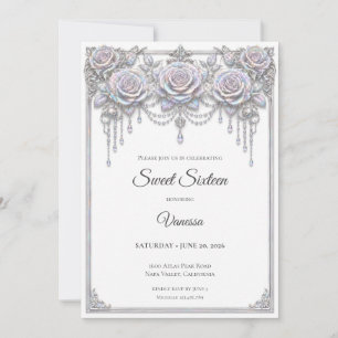 Elegant Iridescent Floral Sweet 16 Invitation