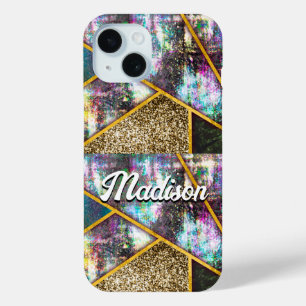 Elegant iridescent girly geometric  iPhone 15 case