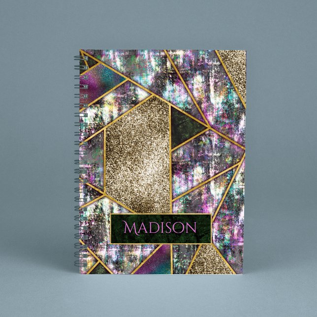 Elegant iridescent girly geometric sketchbook  notebook (Creator Uploaded)