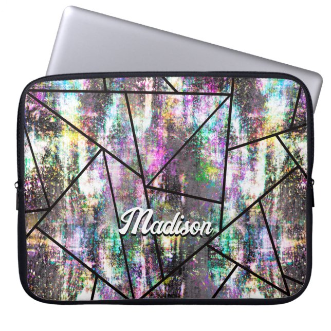 Elegant iridescent girly glitter laptop sleeve (Front)