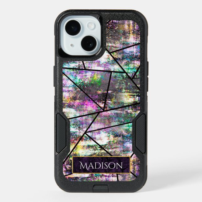 Elegant iridescent girly glitter otterbox iPhone 15 case (Back)