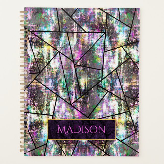 Elegant iridescent girly glitter planner (Front)
