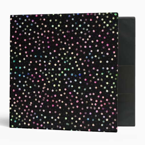 Elegant Iridescent Glitter Dots Black Design 3 Ring Binder