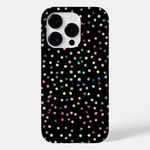 Elegant Iridescent Glitter Dots Black Design Case-Mate iPhone 14 Pro Case