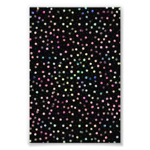 Elegant Iridescent Glitter Dots Black Design Photo Print