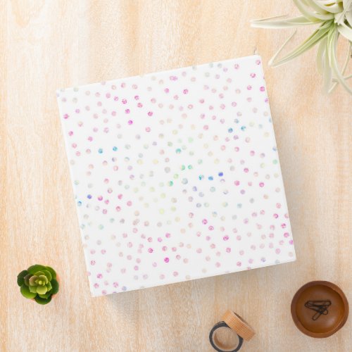 Elegant Iridescent Glitter Dots White Design 3 Ring Binder