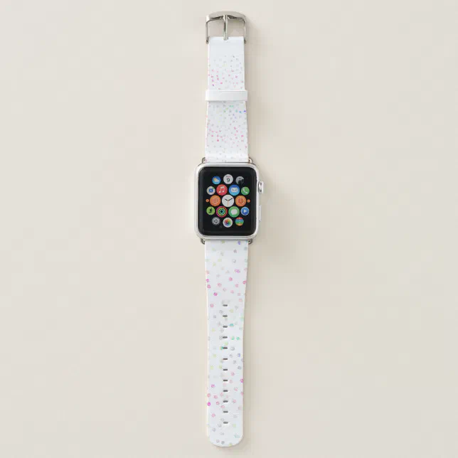 Elegant Iridescent Glitter Dots White Design Apple Watch Band 